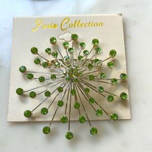 New Green Crystal floral‎ burst Brooch